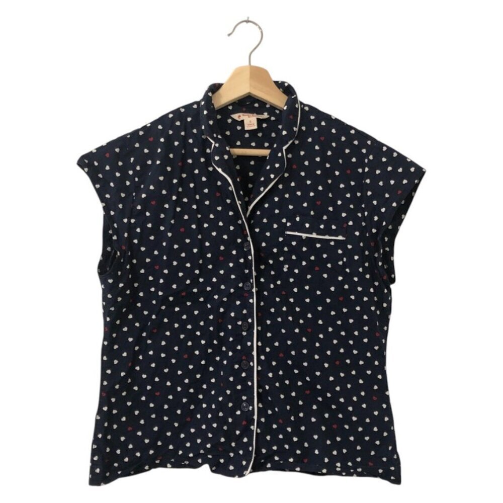 3/$25 ❥ Brooks Brothers Red Fleece Navy Blue Heart Polka Dot Short Sleeve Top